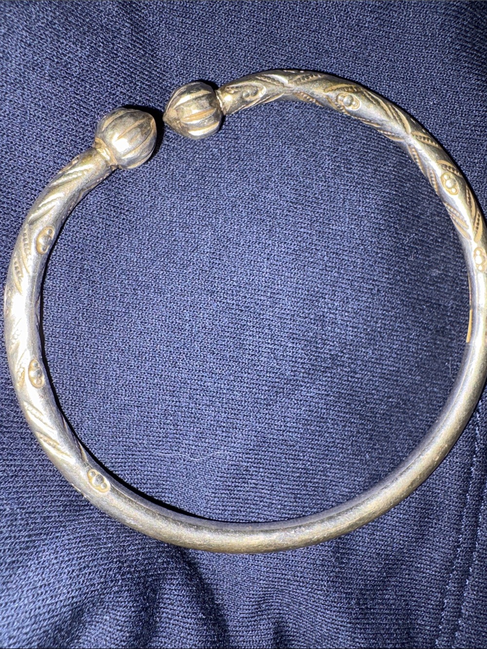 Sterling Silver Jamaica West Indies  Bangle; COCOA POD ENDS
